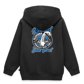 Plombier Ingénieur sanitaire Chauffagiste Mécanicien d’usine - Sweat Premium à capuche enfant bio - noir - Dos - AI Model Kid Male (0cm)
