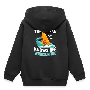 Planche à voile Windsurfen - Sweat Premium à capuche enfant bio - noir - Dos - AI Model Kid Male (0cm)