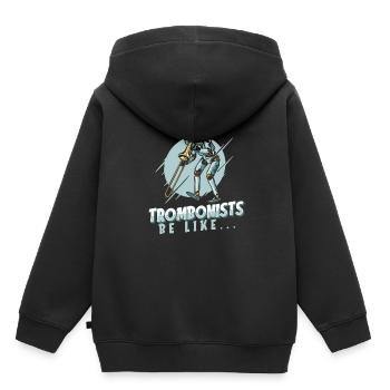 Posaune - Kinder Premium Organic Hoodie - Schwarz - Hinten - AI Model Kid Male (0cm)
