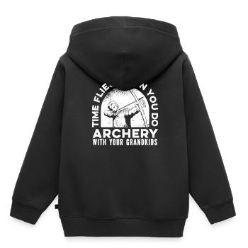 Tir à l’arc Flèche Tir à l’arc Tir à l’arc - Sweat Premium à capuche enfant bio - noir - Dos - AI Model Kid Male (0cm)