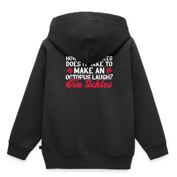 Père blagues Papa Blagues - Sweat Premium à capuche enfant bio - noir - Dos - AI Model Kid Male (0cm)