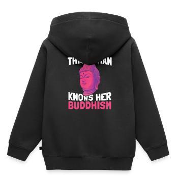 Bouddha Bouddhisme bouddhiste - Sweat Premium à capuche enfant bio - noir - Dos - AI Model Kid Male (0cm)
