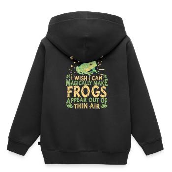 Grenouille Grenouille Amphibien - Sweat Premium à capuche enfant bio - noir - Dos - AI Model Kid Male (0cm)