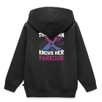 Parkour Runner - Kinder Premium Organic Hoodie - Schwarz - Hinten - AI Model Kid Male (0cm)