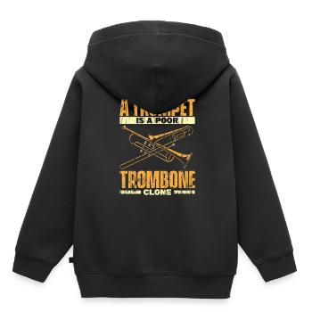 Posaune - Kinder Premium Organic Hoodie - Schwarz - Hinten - AI Model Kid Male (0cm)