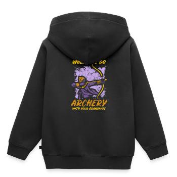 Tir à l’arc Flèche Tir à l’arc Tir à l’arc - Sweat Premium à capuche enfant bio - noir - Dos - AI Model Kid Male (0cm)