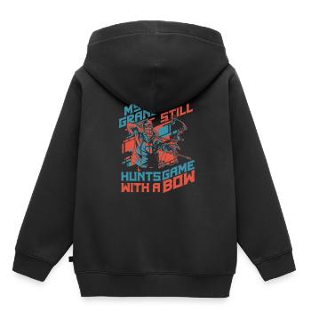 Tir à l’arc Flèche Tir à l’arc Tir à l’arc - Sweat Premium à capuche enfant bio - noir - Dos - AI Model Kid Male (0cm)