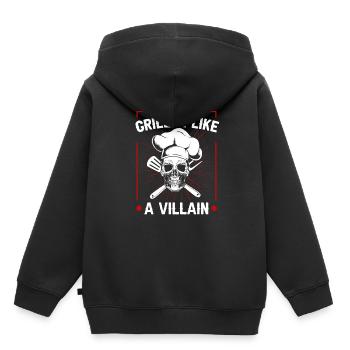 Grill grill maître BBQ - Sweat Premium à capuche enfant bio - noir - Dos - AI Model Kid Male (0cm)