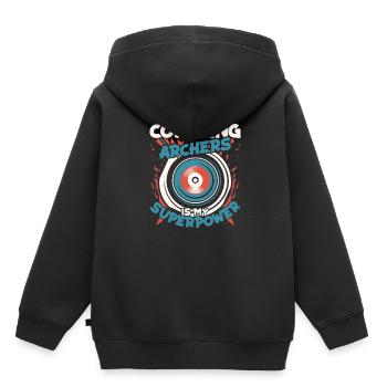 Tir à l’arc Flèche Tir à l’arc Tir à l’arc - Sweat Premium à capuche enfant bio - noir - Dos - AI Model Kid Male (0cm)