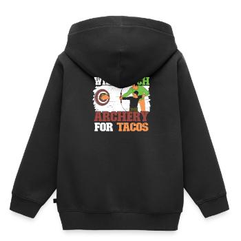 Tir à l’arc Flèche Tir à l’arc Tir à l’arc - Sweat Premium à capuche enfant bio - noir - Dos - AI Model Kid Male (0cm)