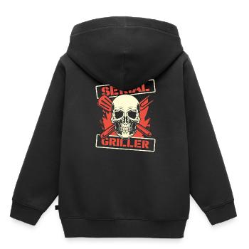 Grill grill maître BBQ - Sweat Premium à capuche enfant bio - noir - Dos - AI Model Kid Male (0cm)