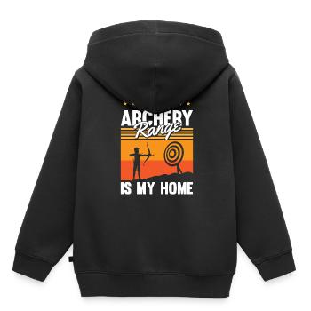 Tir à l’arc Flèche Tir à l’arc Tir à l’arc - Sweat Premium à capuche enfant bio - noir - Dos - AI Model Kid Male (0cm)