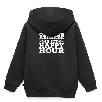 Tir à l’arc Flèche Tir à l’arc Tir à l’arc - Sweat Premium à capuche enfant bio - noir - Dos - AI Model Kid Male (0cm)