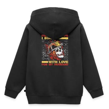 Pompier volontaire Pompier - Sweat Premium à capuche enfant bio - noir - Dos - AI Model Kid Male (0cm)