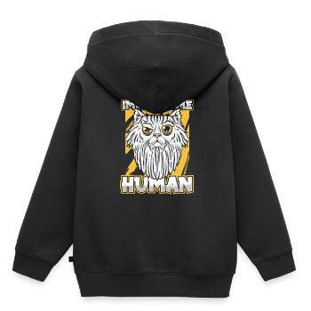 Location de chat Chat Domestique Cat - Sweat Premium à capuche enfant bio - noir - Dos - AI Model Kid Male (0cm)