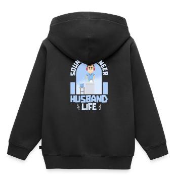 Ingénieur du son Ingénieur du son mari - Sweat Premium à capuche enfant bio - noir - Dos - AI Model Kid Male (0cm)