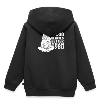 Dresseur de chiens Dresseur de chiens - Sweat Premium à capuche enfant bio - noir - Dos - AI Model Kid Male (0cm)