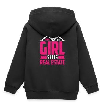 Agent immobilier Fille - Sweat Premium à capuche enfant bio - noir - Dos - AI Model Kid Male (0cm)