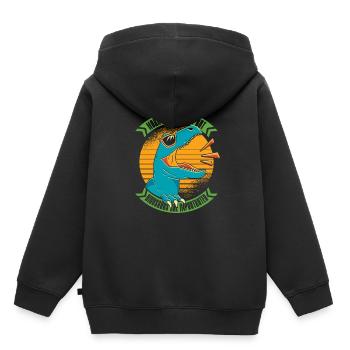 Dinosaure Dinosaure adulte - Sweat Premium à capuche enfant bio - noir - Dos - AI Model Kid Male (0cm)