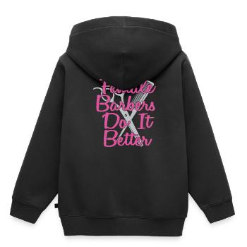 Coiffeur Coiffeur Coiffeur - Sweat Premium à capuche enfant bio - noir - Dos - AI Model Kid Male (0cm)
