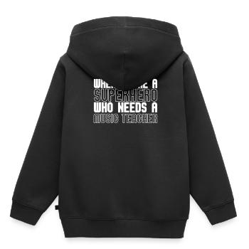 Professeur de musique Professeur de musique Professeur de musique - Sweat Premium à capuche enfant bio - noir - Dos - AI Model Kid Male (0cm)