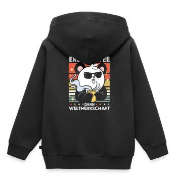 Großer Panda Pandabär Kaffee-Sonnenbrille - Kinder Premium Organic Hoodie - Schwarz - Hinten - AI Model Kid Male (0cm)