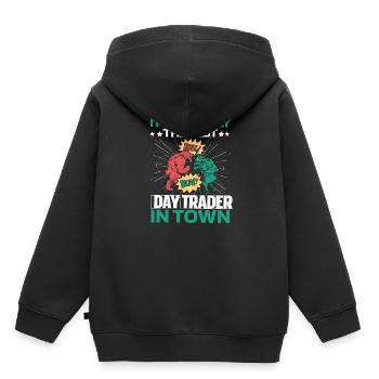 Day Trading Day Trader Taureau Ours - Sweat Premium à capuche enfant bio - noir - Dos - AI Model Kid Male (0cm)