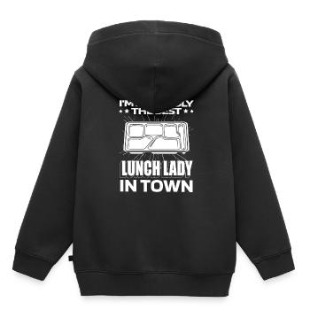 Cafétéria Cuisine aide Cantine Plateau alimentaire - Sweat Premium à capuche enfant bio - noir - Dos - AI Model Kid Male (0cm)