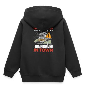 Train driver Lustig - Kids Premium Organic Hoodie - black - Back - AI Model Kid Male (0cm)