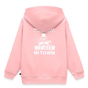 Écrivain Auteur Machine à écrire - Sweat Premium à capuche enfant bio - rose - Dos - AI Model Kid Female (0cm)