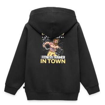 Fitness - Kinder Premium Organic Hoodie - Schwarz - Hinten - AI Model Kid Male (0cm)