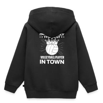 Volleyball Volleyball Volleyball Joueur drôle - Sweat Premium à capuche enfant bio - noir - Dos - AI Model Kid Male (0cm)