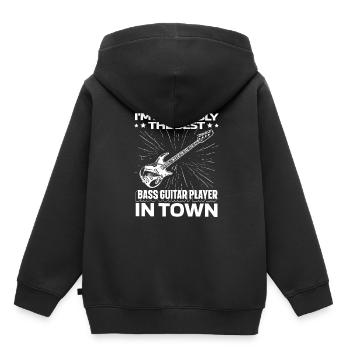 Bassiste Basse Guitare Bassiste - Sweat Premium à capuche enfant bio - noir - Dos - AI Model Kid Male (0cm)