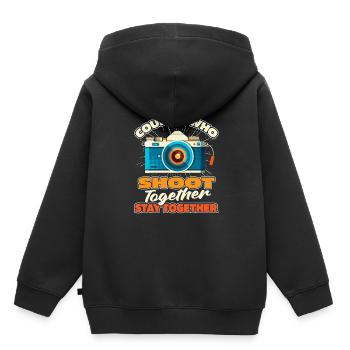 Kameramann Paar - Kinder Premium Organic Hoodie - Schwarz - Hinten - AI Model Kid Male (0cm)