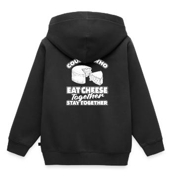 Paire fromage Fromage - Sweat Premium à capuche enfant bio - noir - Dos - AI Model Kid Male (0cm)