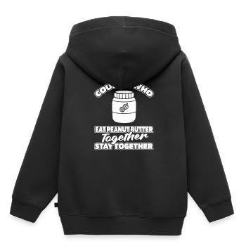Paire de beurre de cacahuète - Sweat Premium à capuche enfant bio - noir - Dos - AI Model Kid Male (0cm)