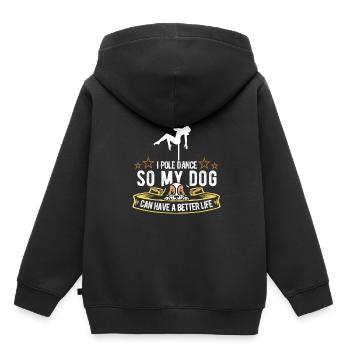 Chien de Pole Dancing - Sweat Premium à capuche enfant bio - noir - Dos - AI Model Kid Male (0cm)