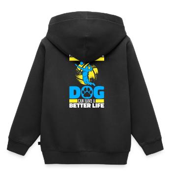 Volleyball Volleyball Volleyball Joueur Chien - Sweat Premium à capuche enfant bio - noir - Dos - AI Model Kid Male (0cm)