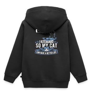 Kitesurfer Kitesurf Kitesurf Cat - Sweat Premium à capuche enfant bio - noir - Dos - AI Model Kid Male (0cm)
