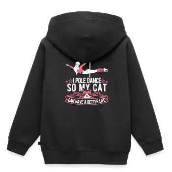 Chat de Pole Dancing - Sweat Premium à capuche enfant bio - noir - Dos - AI Model Kid Male (0cm)