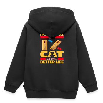 Cornhole Sackloch Spiel Katze - Kinder Premium Organic Hoodie - Schwarz - Hinten - AI Model Kid Male (0cm)