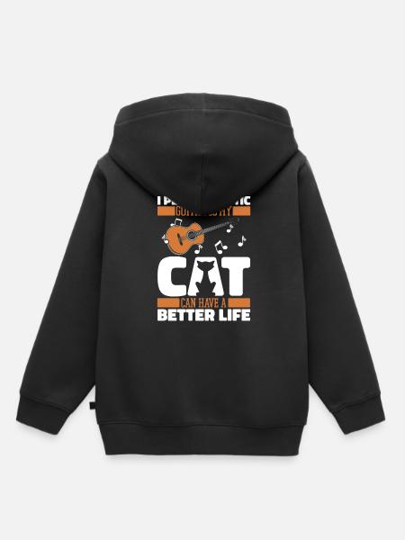 Akustikgitarre Katze - Kinder Premium Organic Hoodie - Schwarz
