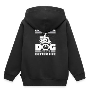 Motorroller Hund - Kinder Premium Organic Hoodie - Schwarz - Hinten - AI Model Kid Male (0cm)