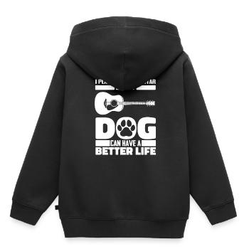 Chien de guitare acoustique - Sweat Premium à capuche enfant bio - noir - Dos - AI Model Kid Male (0cm)