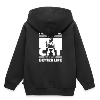 Forgeron Métallurgiste Chat - Sweat Premium à capuche enfant bio - noir - Dos - AI Model Kid Male (0cm)