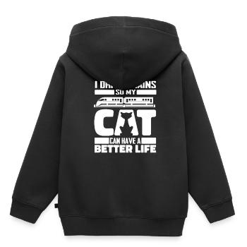 Engine driver train driver cat - Kids Premium Organic Hoodie - black - Back - AI Model Kid Male (0cm)