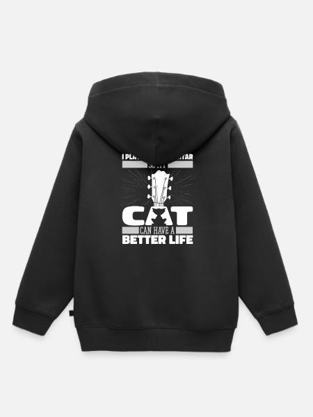 Akustikgitarre Katze - Kinder Premium Organic Hoodie - Schwarz