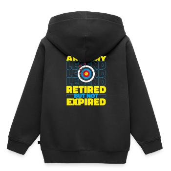 Tir à l’arc Archer Retraités - Sweat Premium à capuche enfant bio - noir - Dos - AI Model Kid Male (0cm)