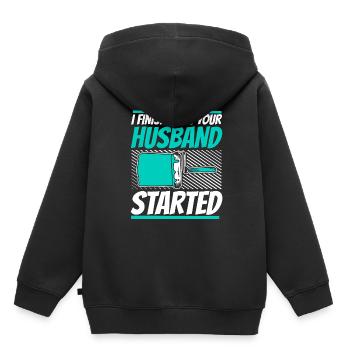 Peintre Vernisseur drôle - Sweat Premium à capuche enfant bio - noir - Dos - AI Model Kid Male (0cm)