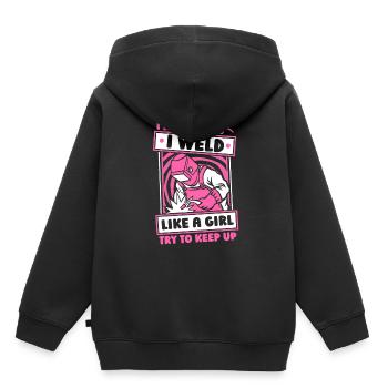 Forgeron Métallurgiste Fille - Sweat Premium à capuche enfant bio - noir - Dos - AI Model Kid Male (0cm)